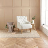 Becky Occasional White Boucle Fabric Button Back Occasional Chair - Pendle Village Furniture