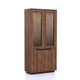 Prime Large Display Cabinet in Smoked Oak - Pendle Village Furniture
