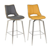 Bella Swivel Leather Effect Bar Chair – Graphite Grey & Yellow - Pendle Village Furniture