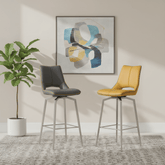 Bella Swivel Leather Effect Bar Chair – Graphite Grey & Yellow