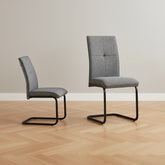 Venezia Dark Grey Fabric Cantilever Set of 4 Dining Chairs - Pendle Village Furniture