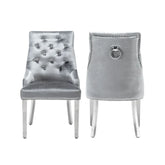 Belvedere Ring Knocker back Shimmer Silver Dining Chairs - Set of 4 - Pendle Village Furniture