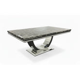 Bentley Black Marble Coffee Table with Chrome Base - Pendle Village Furniture