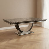 Bentley Black Marble Coffee Table with Chrome Base - Pendle Village Furniture