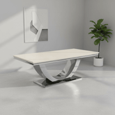 Bentley Cream Marble Coffee Table with Chrome Base