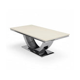 Bentley Cream Marble Coffee Table with Chrome Base - Pendle Village Furniture