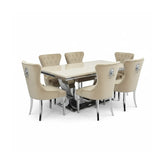 Bentley Cream Top Marble Dining Table with Knocker Chairs - Pendle Village Furniture
