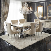 Bentley Cream Top Marble Dining Table with Knocker Chairs - Pendle Village Furniture