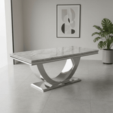 Bentley Light Grey Marble Coffee Table with Chrome Base