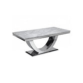 Bentley Light Grey Marble Coffee Table with Chrome Base - Pendle Village Furniture