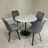Bruno Small Round Dining Table with Roco Swivel Chairs - Pendle Village Furniture