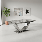 Bentley Mix Brown Marble Coffee Table with Chrome U-Base