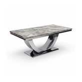Bentley Mix Brown Marble Coffee Table with Chrome U - Base - Pendle Village Furniture