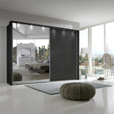 Wiemann Bristol Graphite Sliding Door Wardrobe With Mirror - Pendle Village Furniture
