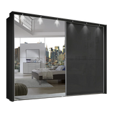 Wiemann Bristol Graphite Sliding Door Wardrobe With Mirror - Pendle Village Furniture