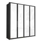 Wiemann Bristol Graphite and White Glass Front 4 Door Wardrobe - Pendle Village Furniture
