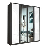 Wiemann Bristol Graphite and White Glass Front 4 Door Wardrobe with Mirror - Pendle Village Furniture