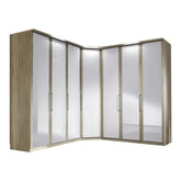 Bristol Oak and White Glass Front Large Corner Wardrobe - Pendle Village Furniture