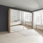 Wiemann Bristol Rustic Oak Sliding Door Mirrored Wardrobe - Pendle Village Furniture