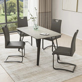 Bianco Grey Ceramic Dining Table with 4 Faux Leather Chairs