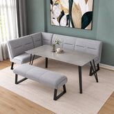 Bianco Grey Ceramic Dining Table & Cerutti Fabric Corner Bench Set