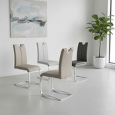 Set of 4 Bianco Faux Leather Taupe Dining Chairs