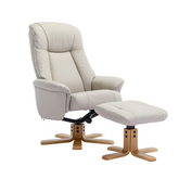 Bigelow Leather Match Swivel Recliner Chair with Footstool - Pendle Village Furniture