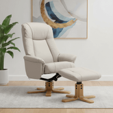 Bigelow Leather Match Swivel Recliner Chair with Footstool