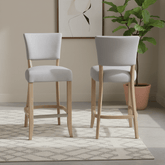 Light Grey Velvet Bar Chair with Solid Oak Legs