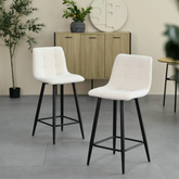 Pair of Cream Boucle Bar Stools with Black legs