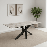 Samurai 160-200cm Gloss Light Grey Ceramic Extending Dining Table