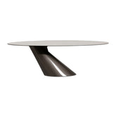 Brann 240cm oval ceramic dining table with bronze pedestal base