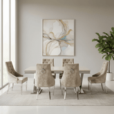 Vittoria 1.8M Cream Marble Dining Table with Mink Dining Chair Set