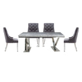 Vittoria 1.8M Grey Marble Dining Table with Roma Grey Dining Chair Set - Pendle Village Furniture