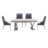 Vittoria 1.8M Marble Dining Table with Roma Dining Chair Set - Pendle Village Furniture