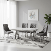 Vittoria 1.8M Marble Dining Table with Roma Dining Chair Set