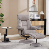 Bridge Soft Touch Almond Fabric Swivel Chair and Footstool