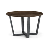 Brooklyn 1.2M Dark Oak Round Dining Table with 4 Luxe Brown Faux Leather Chairs - Pendle Village Furniture