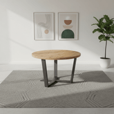 Brooklyn 1.2M Solid Oak Gunmetal Base Round Dining Table