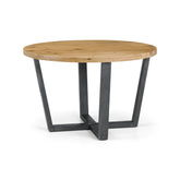 Brooklyn 1.2M Solid Oak Gunmetal Base Round Dining Table - Pendle Village Furniture