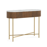 Brown Valencia Marble Mango Wood Console Table - Pendle Village Furniture