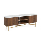 Brown Valencia Marble Mango Wood Large TV Unit - Pendle Village Furniture