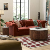 Brown Valencia Marble Mango Wood Side Table With Door - Pendle Village Furniture