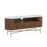 Brown Valencia Marble Mango Wood Small TV Unit - Pendle Village Furniture
