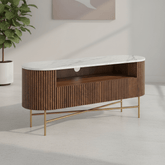 Brown Valencia Marble Mango Wood Small TV Unit