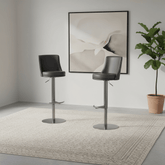 Bruno Grey Leather Bar Stool - Set of 2