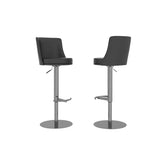 Bruno Taupe Leather Bar Stool - Set of 2 - Pendle Village Furniture