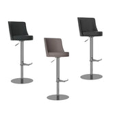 Bruno Taupe Leather Bar Stool - Set of 2 - Pendle Village Furniture