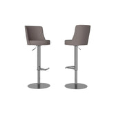 Bruno Taupe Leather Bar Stool - Set of 2 - Pendle Village Furniture