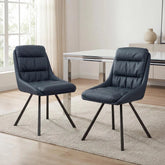 Burnham Midnight Blue Bonded Leather Swivel Dining Chairs